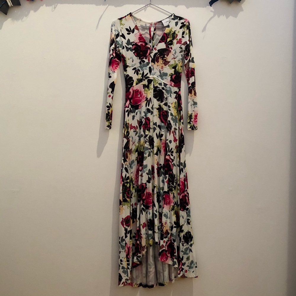 ASOS Floral High Low Long Sleeve Dress size 4